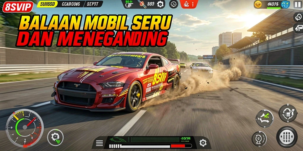 Tampilan menarik dari gameplay balapan mobil di 8SVIP.