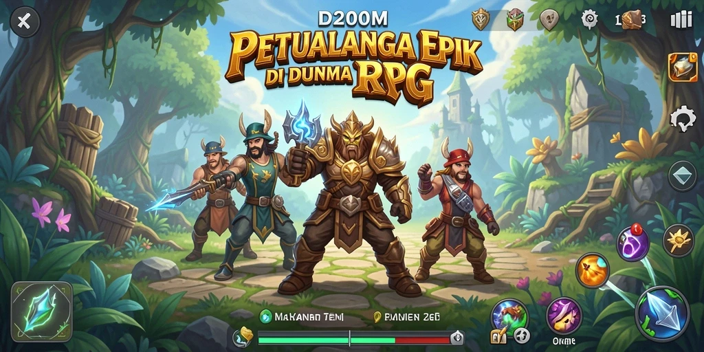 Tampilan gameplay D200M yang menegangkan dalam pertarungan RPG.