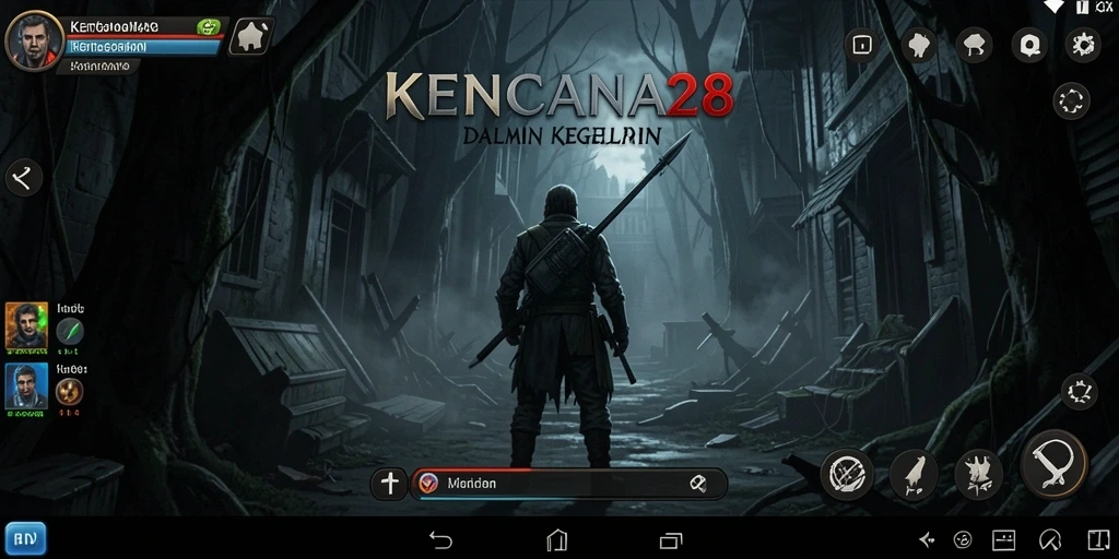 Tampilan gameplay seram dari KENCANA28 saat menjelajahi kegelapan.