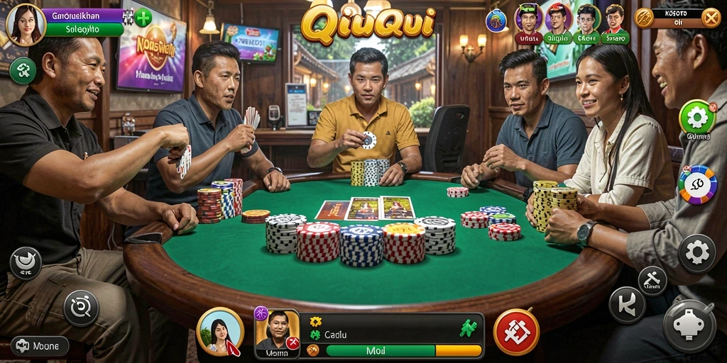 Tampilan gameplay QiuQiu yang seru dan penuh strategi.