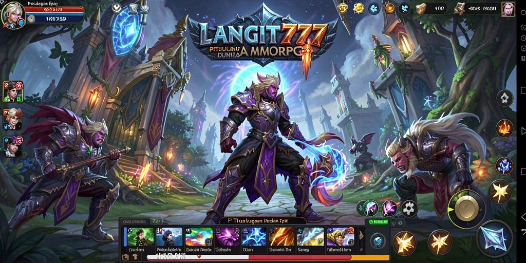 Screenshot LANGIT777 menampilkan pertempuran epik antara pemain dan monster.