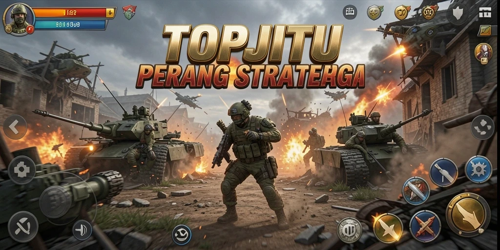 Tangkapan layar gameplay TOPJITU menampilkan strategi seru dalam pertempuran.